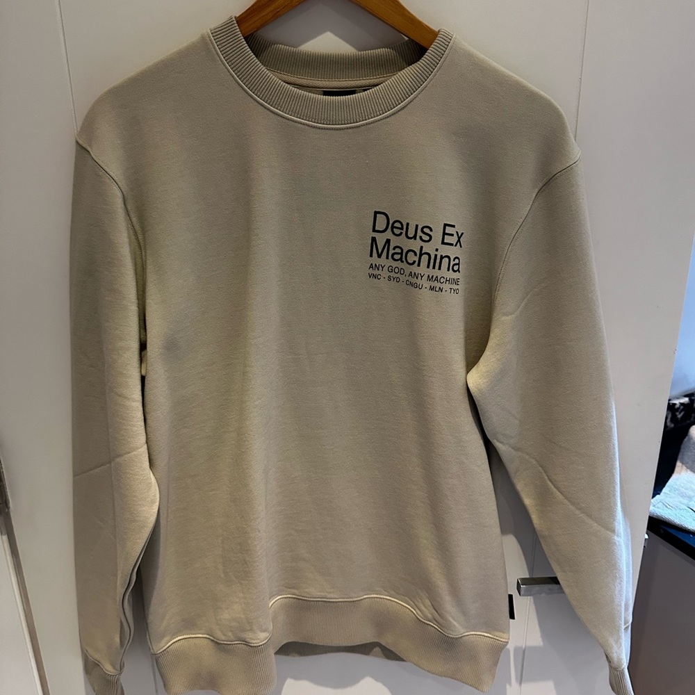 Deus Ex Machina - men's small beige and green box fit sweatshirt